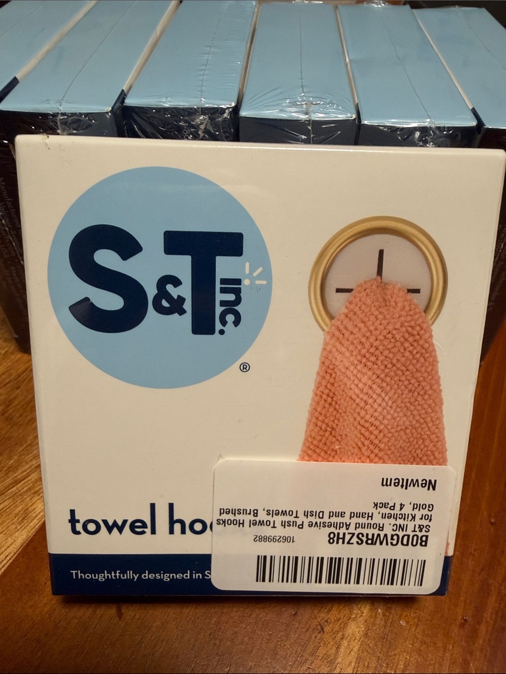 S&T Gold Towel Hook, 7 sets of 4 - NIB